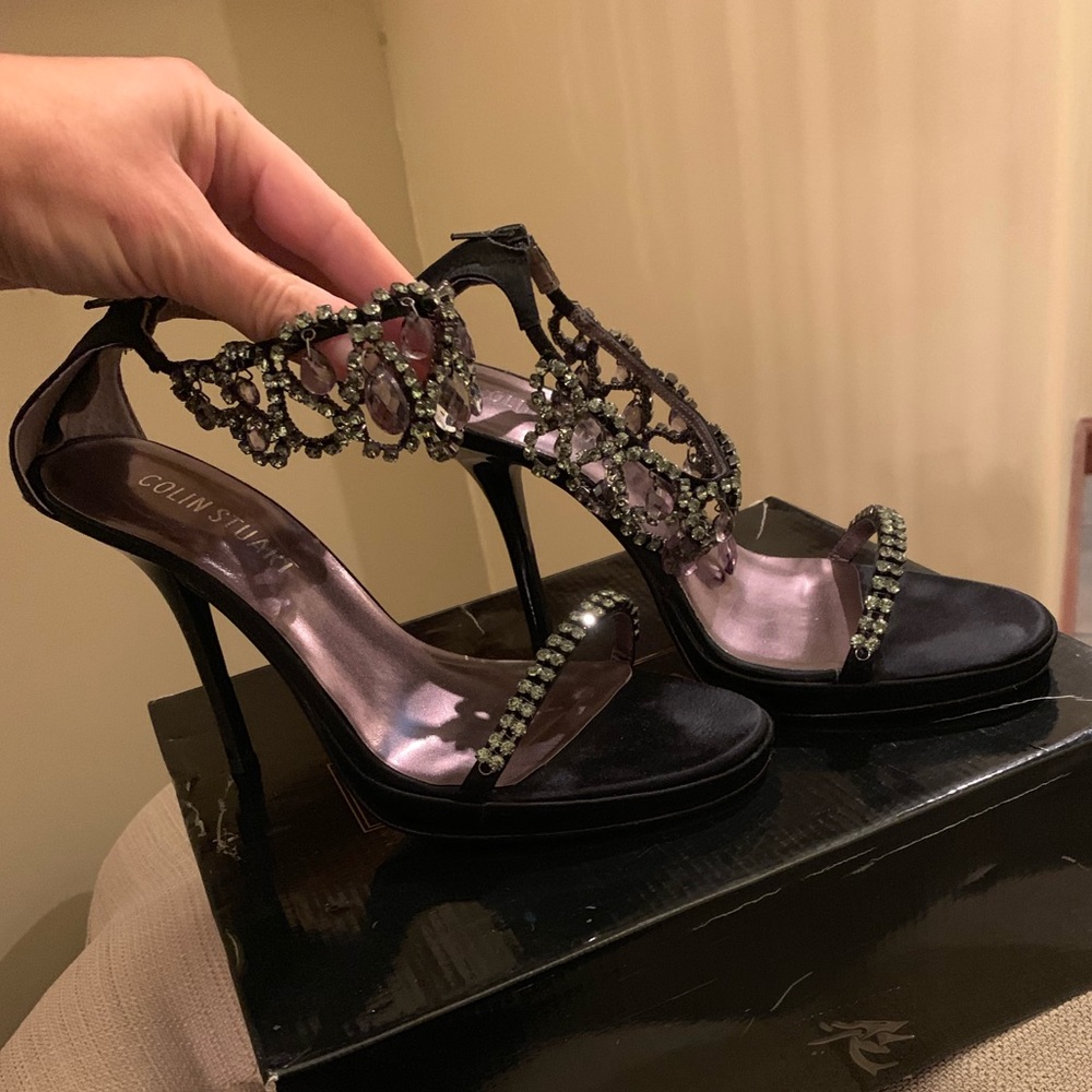 Rare Colin Stuart jewel ankle strap stilettos